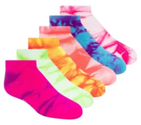 6 Pack Girls’ Tie Dye Fashion Socks