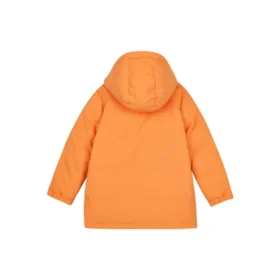 BASIC Letter Printed Woven Medium-Length Down Jacket “Orange White”