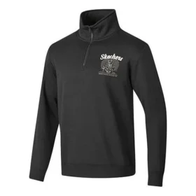 Basic Woven Half-Zip Crew Sweater “Black White”