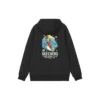 Cartoon Graphic Drawstring Hoodie “Navy Black White Grey”