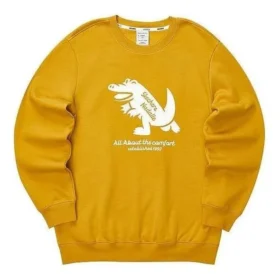 Casual Graphic Crew Sweater “Yellow White”