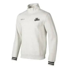 Casual Half-Zip Crew Sweater “White Black”