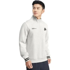Casual Half-Zip Crew Sweater “White Black”