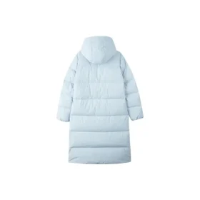 Casual Hooded Long Woven Down Jacket “Blue”