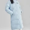 Casual Hooded Long Woven Down Jacket “Blue”