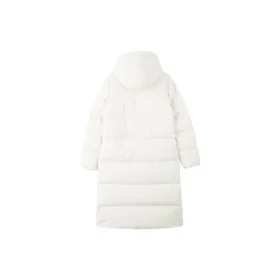 Casual Hooded Long Woven Down Jacket “White”