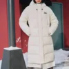 Casual Hooded Long Woven Down Jacket “White”
