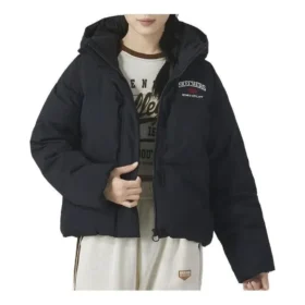 Casual Letter Printed Down Jacket “Black”