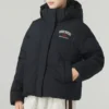 Casual Letter Printed Down Jacket “Black”