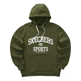 Casual Letter Printed Hoodie “Green White”
