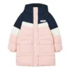 Casual Long Down Jacket “Pink White Navy”