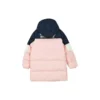 Casual Long Down Jacket “Pink White Navy”