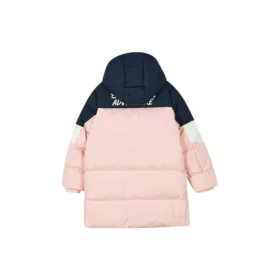 Casual Long Down Jacket “Pink White Navy”