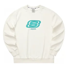 Casual Series Letter Round Neck Sweatshirt “White Blue”