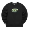 Colorful Casual Series Brand Crew Sweater “Black Green”