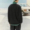 Colorful Casual Series Brand Crew Sweater “Black Green”