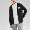 Colorful Casual Series Letter Zip-up Hooded Jacket “Black White”
