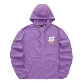 Colorful Casual Series Letter Zip-up Hooded Jacket “Purple White”