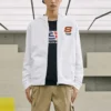 Colorful Casual Series Letter Zip-up Hooded Jacket “White Red”
