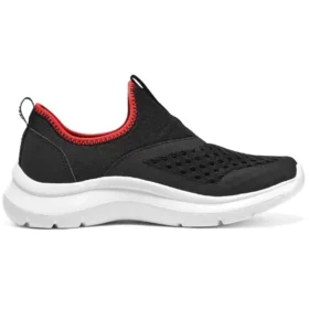 Comfy Slip On Shoes “Black Red”