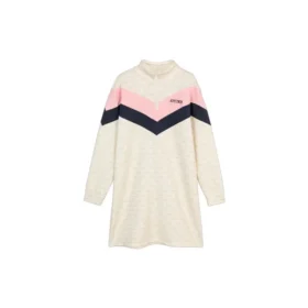 Contrast Panel Sporty Patchwork Dress “Black White Pink”