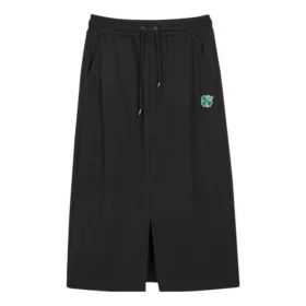 Drawstring Breathable Knitted Skirt “Black”