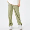 Elastic High-Waist Letter Printed Sports Pants “Black Olive Green”