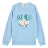 Flower Graphic Crew Sweater “Blue White Grey”