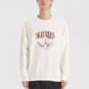 Flower Graphic Crew Sweater “Blue White Grey”