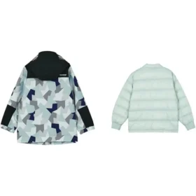 Full Print Zip Hooded Jacket Suit “Teal Black White”