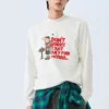 Graphic Crew Sweater “White Black Red”