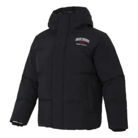 Hooded Down Jacket “Black White Red”