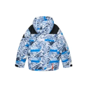 Hooded Down Jacket “Blue White Black”