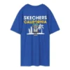 Knit Printing Short Sleeve Blue T-Shirt