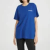Knit Printing Short Sleeve Blue T-Shirt