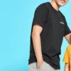 Knit Printing Short Sleeve Couple Style Black