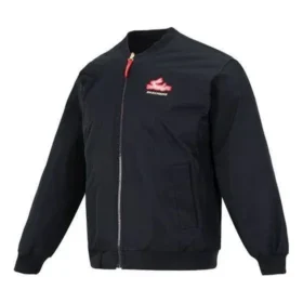 Letter Embroidery Reversible Padded Jacket “Black Red”