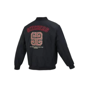 Letter Embroidery Reversible Padded Jacket “Black Red”