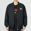 Letter Embroidery Reversible Padded Jacket “Black Red”