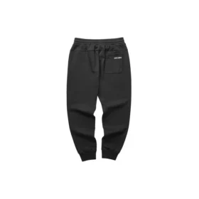 Letter Fleece-Lined Warm Tapered Sports Pants “Black Grey”
