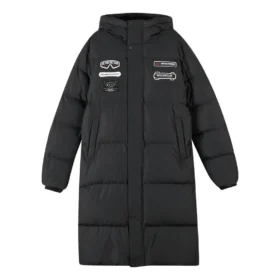 Letter Graphic Long Down Jacket “Black”