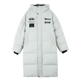 Letter Graphic Long Down Jacket “White”