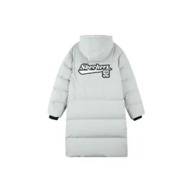Letter Graphic Long Down Jacket “White”