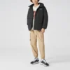 Letter Logo Printed Hooded Short Down Jacket “Black White”