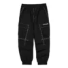 Letter Mid-Waist Woven Elastic Cuff Knit Sports Pants “Black”
