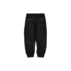 Letter Mid-Waist Woven Elastic Cuff Knit Sports Pants “Black”
