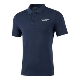Letter Printed Casual Short-Sleeve Polo Shirt “Navy”