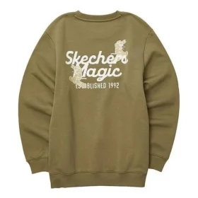 Letter Printed Crew Sweater “Olive Green White”