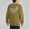 Letter Printed Crew Sweater “Olive Green White”