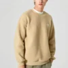 Letter Printed Crew Sweater “Tan”